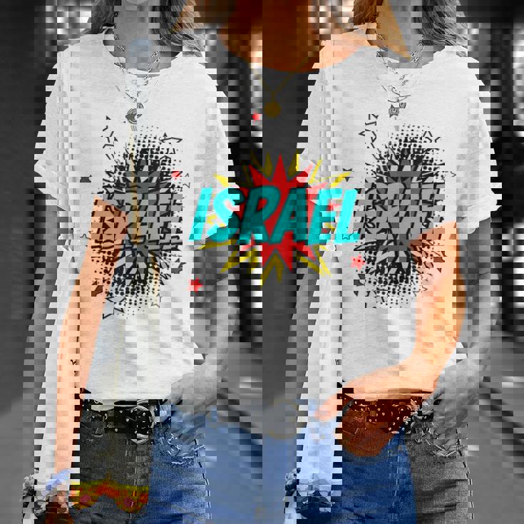 Personalized Name Comic Pop Art Superhero Israel Tank Top T-Shirt Gifts for Her