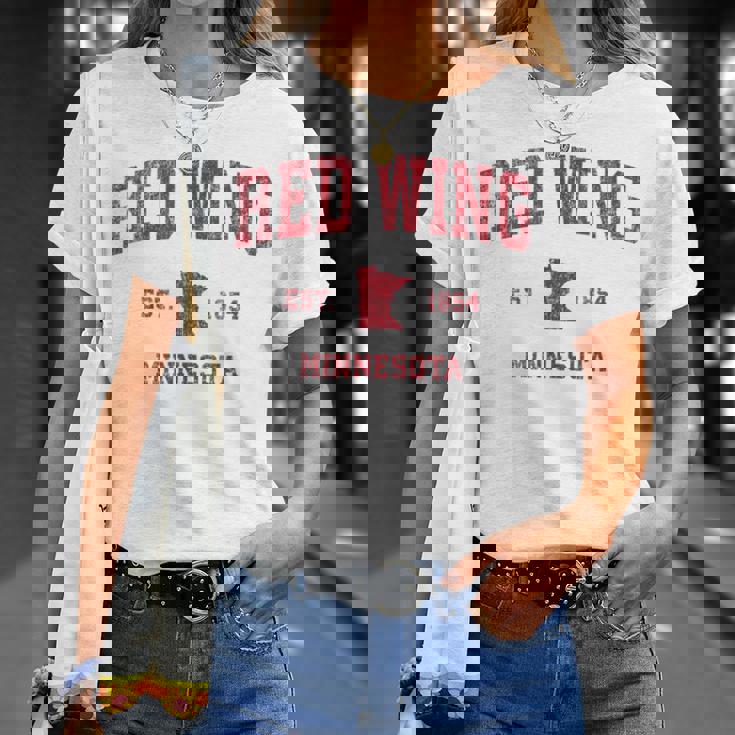 Red Wing ミネソタ Mn ビンテージ スポーツデザイン レッドプリント Tシャツ 彼女への贈り物