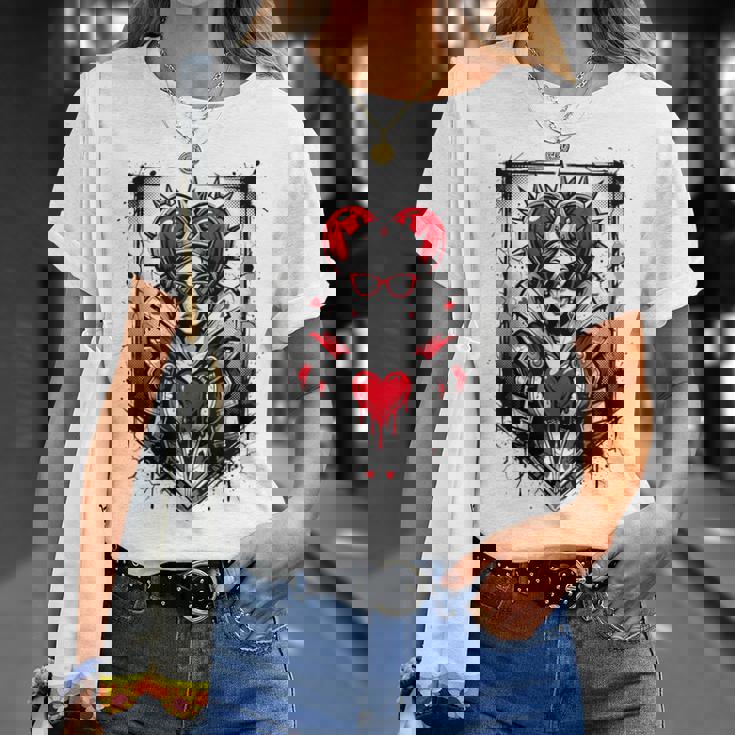Rojo Reina De Corazones Corona Rebelde Gafas Deol Poker Card Es Camiseta unisex Regalos para ella