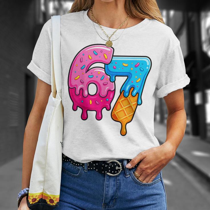 Six Seven Ice Cream Drip Dripping Number 67 T-Shirt | Mazezy
