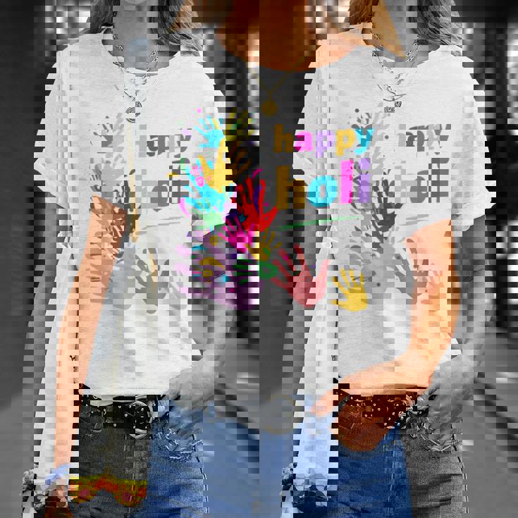 Vibrant Happy Holi Tシャツ 彼女への贈り物