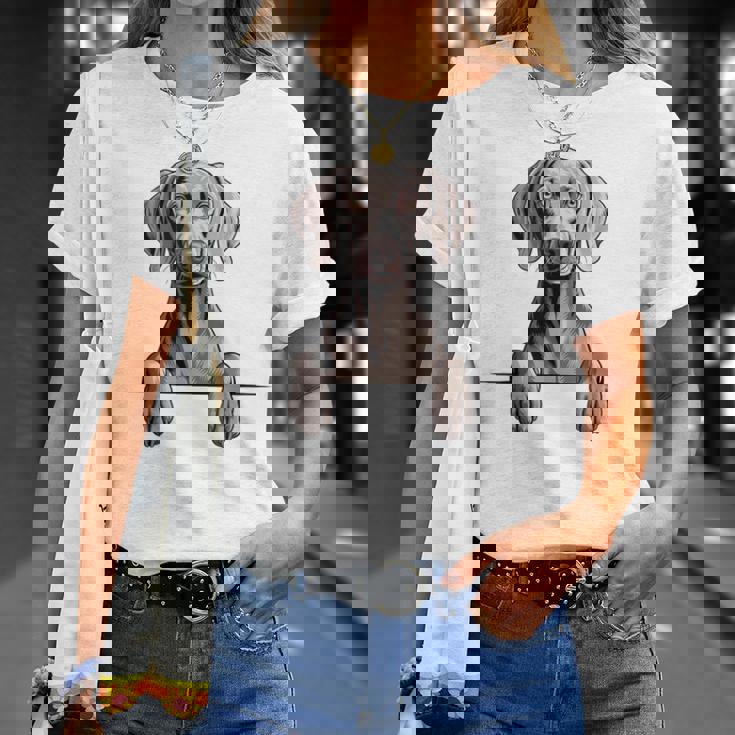 Weimaraner 面白い 覗き見ポケット 子犬 犬好き Tシャツ 彼女への贈り物