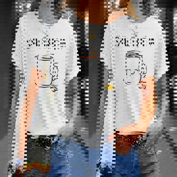 お茶をこぼす 友情 お茶好きの人 かわいい かわいい 湯呑み パーティー Tシャツ 彼女への贈り物