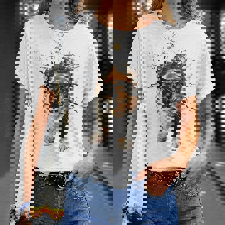 その壁を打ち破れ 三毛猫 福猫 面白 Tシャツ 彼女への贈り物