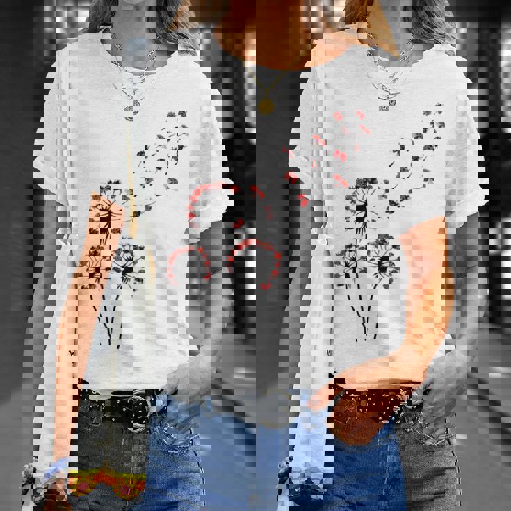 てんとう虫愛好家のためのフラワータンポポてんとう虫シャツ Tシャツ 彼女への贈り物