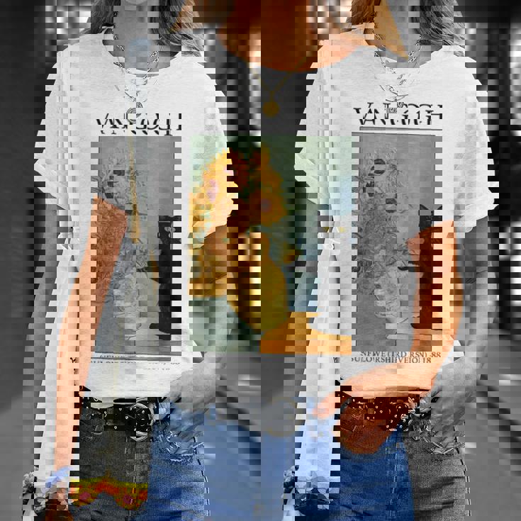 ひまわりと黒猫のヴィンテージアート 猫好き 猫飼い 猫 ネコ ねこくろねこ好き 面白い Tシャツ 彼女への贈り物