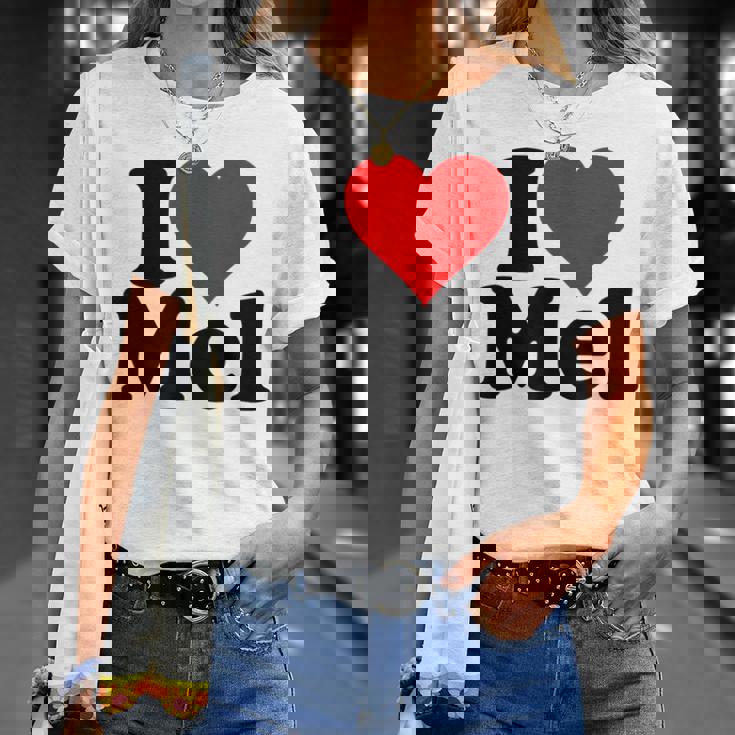 アイ・ラブ・ハート・メル・メルビン・メラニー・メリンダ・メリッサ・メロディ Tシャツ 彼女への贈り物