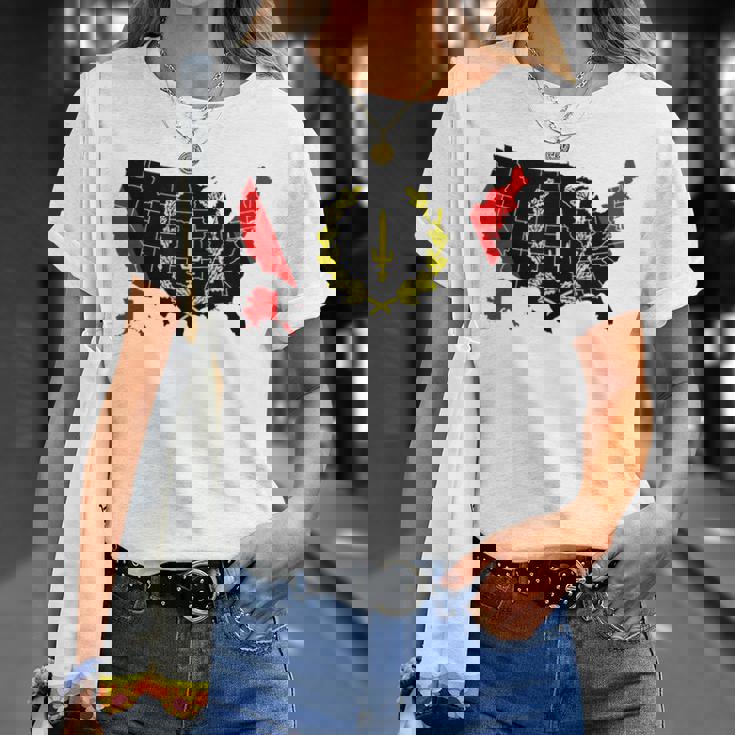 アメリカアフリカ ヘリテージフラッグ アメリカンブラック ヘリテージフラッグ Tシャツ 彼女への贈り物