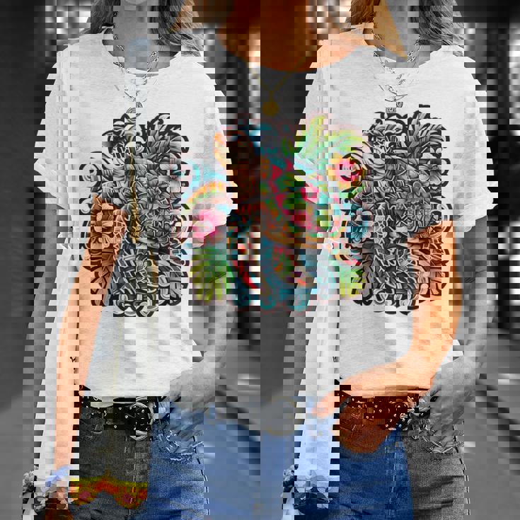 アロハ ウミガメ ハワイアン ホヌ フラワー ウェーブ オーシャン Tシャツ 彼女への贈り物