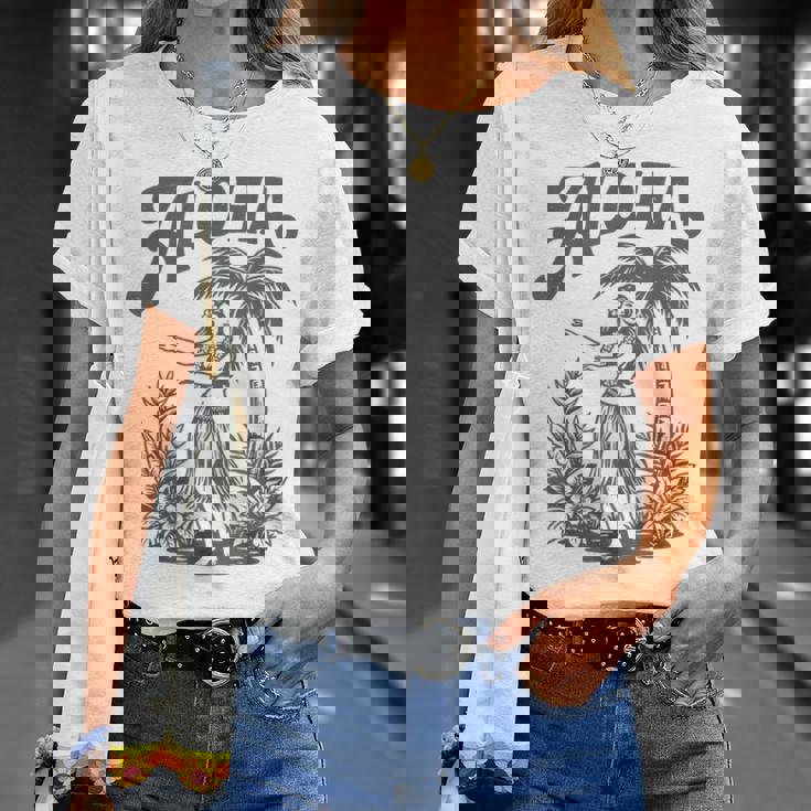 アロハ レトロ ハワイ ヤシの木 ルアウ ダンサー シルエット トロピカル Tシャツ 彼女への贈り物