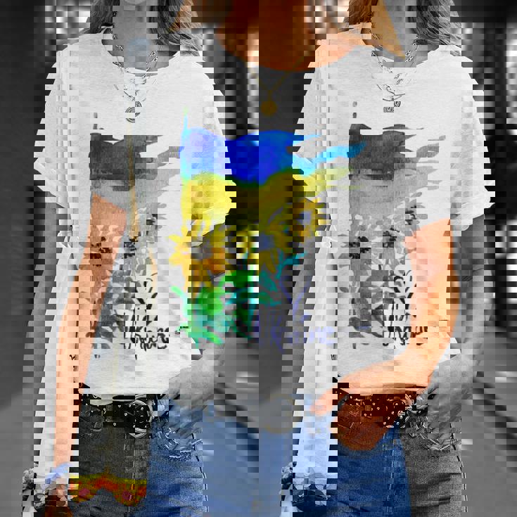 ウクライナ国旗 ひまわりの愛 ウクライナの強い服 Tシャツ 彼女への贈り物