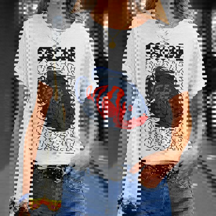 オスカーフィッシュ 80年代スタイル モンスターフィッシュキーパー 熱帯魚 Tシャツ 彼女への贈り物