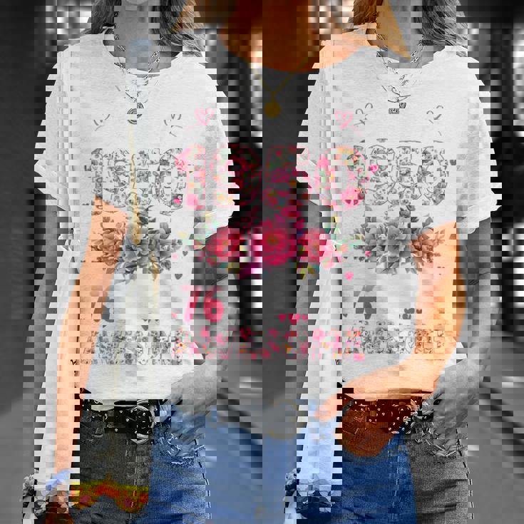 オンバック 76歳 1950年3月 花柄 76歳の誕生日 Tシャツ 彼女への贈り物