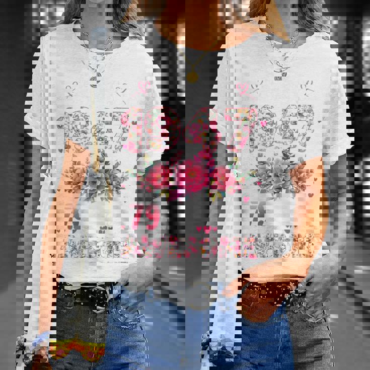 オンバック 79歳 1947年4月 花柄 79歳の誕生日 Tシャツ 彼女への贈り物