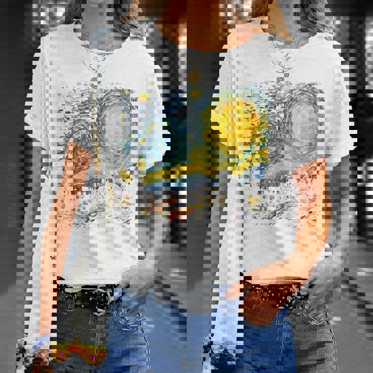 カエル 星月夜 面白い カエル ゴッホ 美的アート ミーム Tシャツ 彼女への贈り物