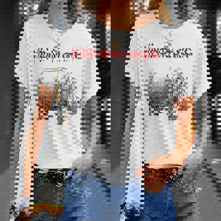 カバ ヴィンテージ シンプル ミニマリスト カバ グラフィック Tシャツ 彼女への贈り物