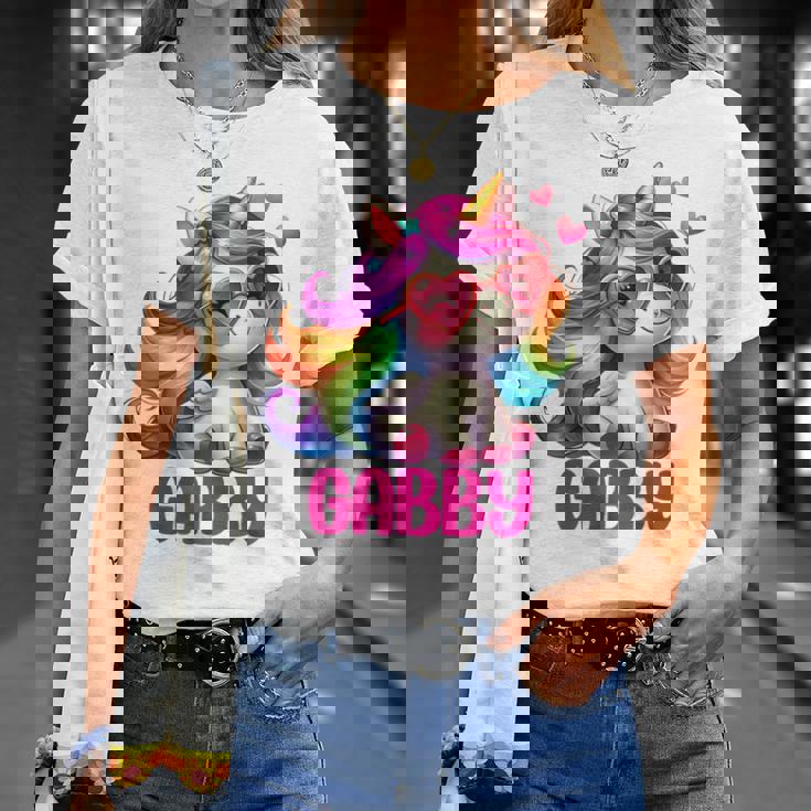 ギャビーユニコーン 名前入りデザイン Tシャツ 彼女への贈り物