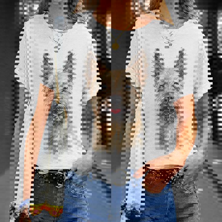 ケアンテリア 犬 グラフィック ペット アートワーク ケアンテリア Tシャツ 彼女への贈り物