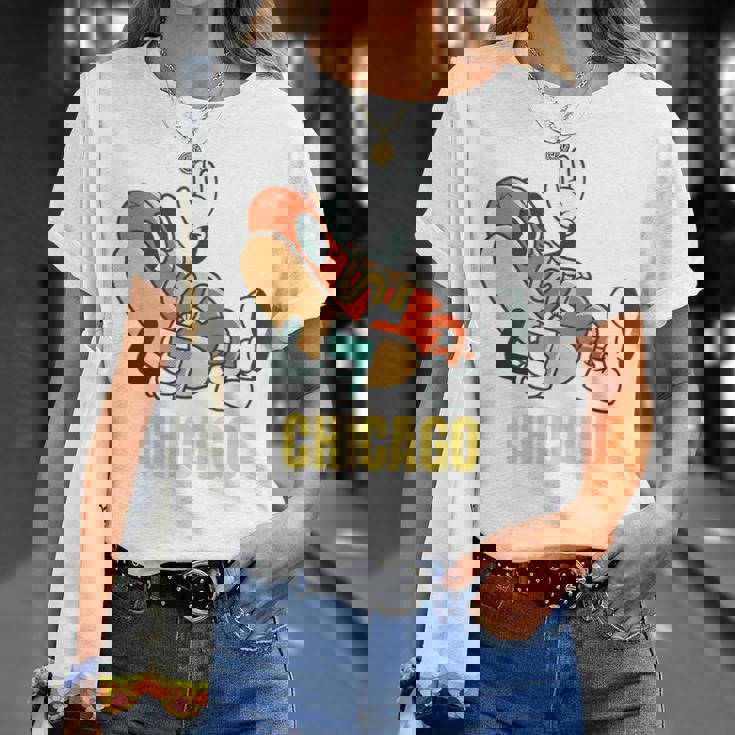 シカゴホットドッグ ストリートフード ホットドッグ マスタード付き Tシャツ 彼女への贈り物