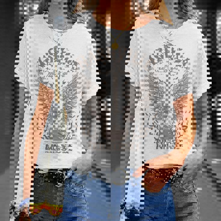 ナッシュビル テネシー ギター カントリーミュージック シティ レディース メンズ キッズ Tシャツ 彼女への贈り物