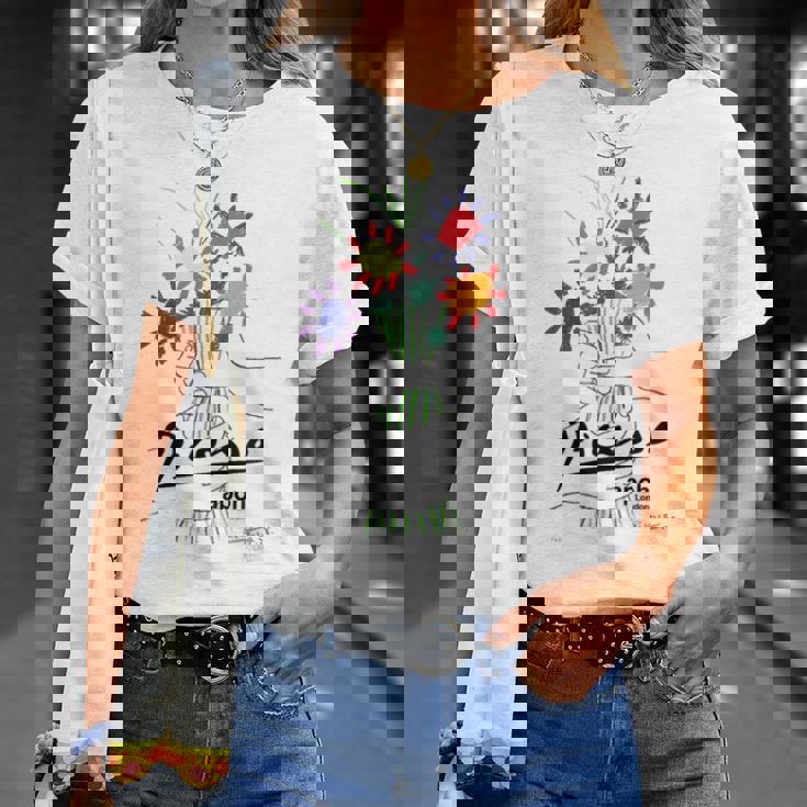 パブロ・ピカソ 平和の花 作品 描画 Papl2192 Tシャツ 彼女への贈り物