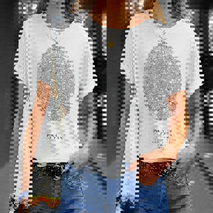 パリ フランス コーディネート 地図 故郷 Tシャツ 彼女への贈り物