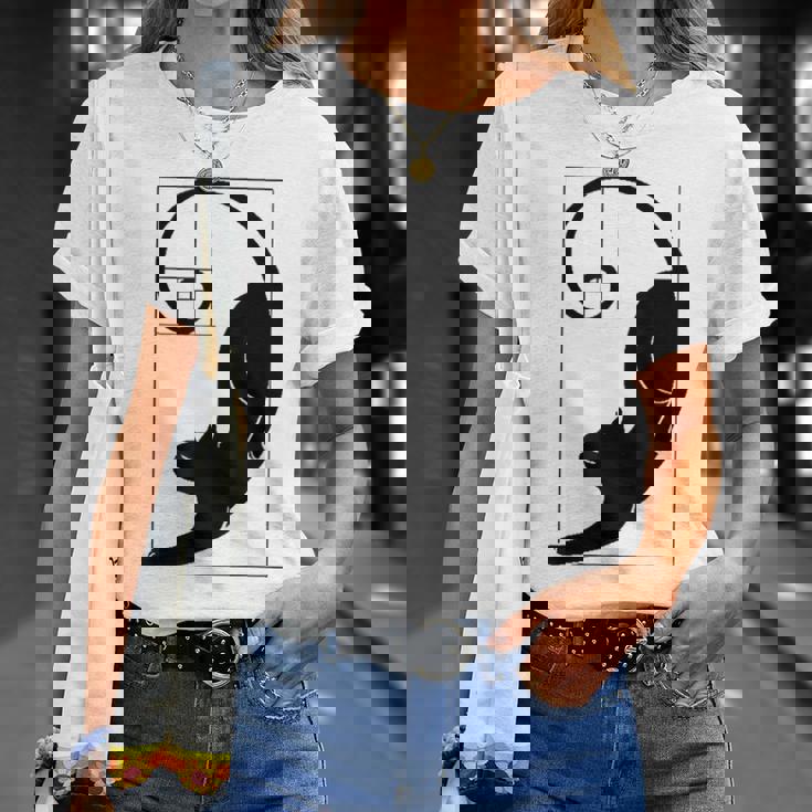 フィボナッチキャット 黄金比プリント Tシャツ 彼女への贈り物