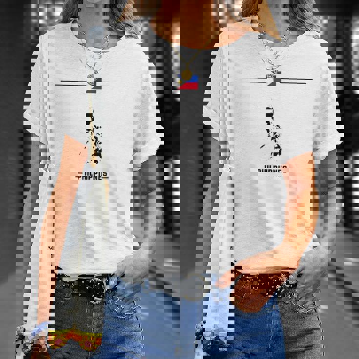 フィリピンの国旗、地図と国の名前 フィリピン Tシャツ 彼女への贈り物