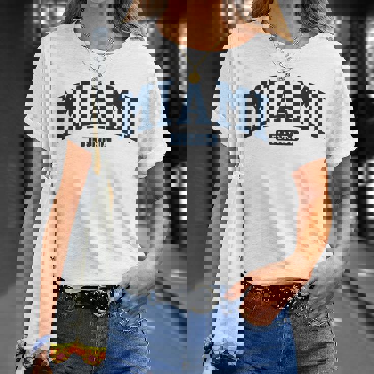 フロリダ州マイアミ Fl カレッジ大学スタイル ネイビー Tシャツ 彼女への贈り物