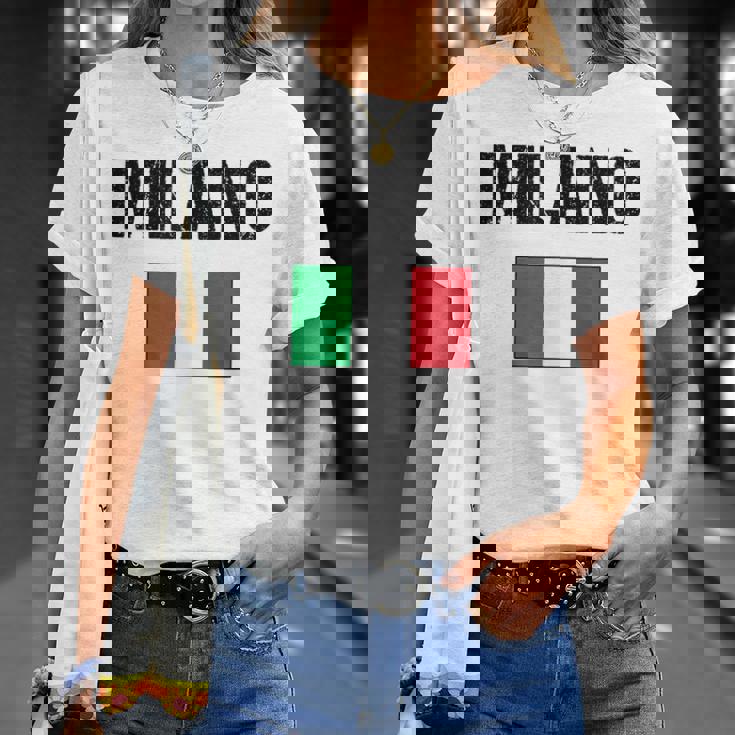 ミラノ イタリア ミラノ イタリー 旗 イタリアン Tシャツ 彼女への贈り物