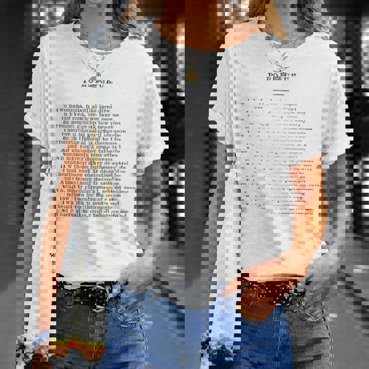 ロミオとジュリエットのプロローグ ウィリアム・シェイクスピア Tシャツ 彼女への贈り物