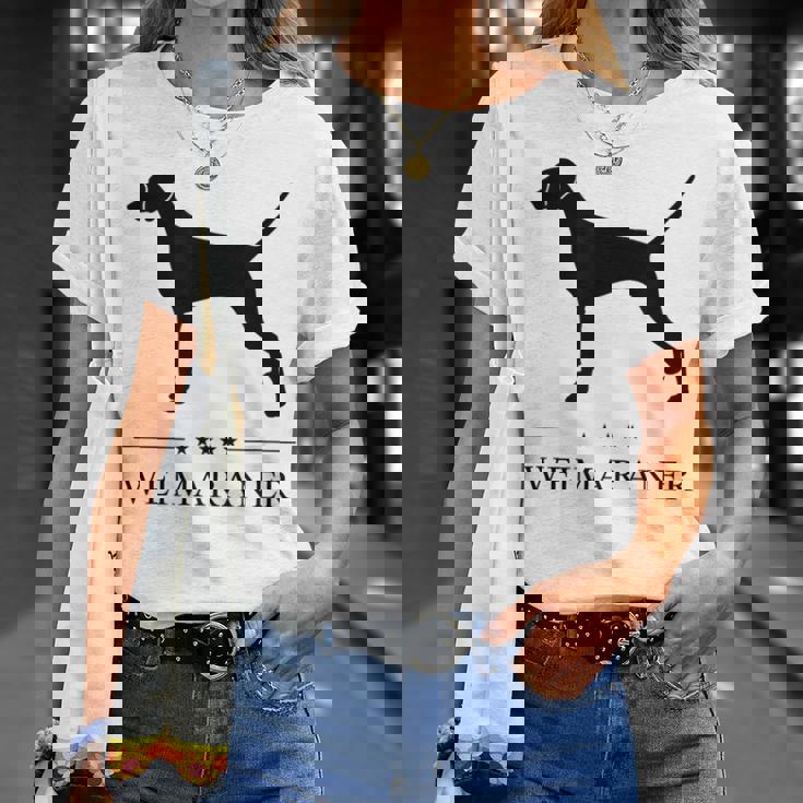 ワイマラナー ブラック シルエット Tシャツ 彼女への贈り物