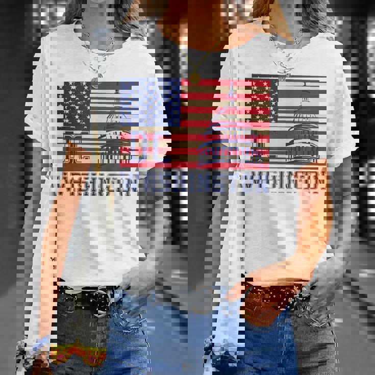 ワシントンdc アメリカ国旗tシャツ Tシャツ 彼女への贈り物