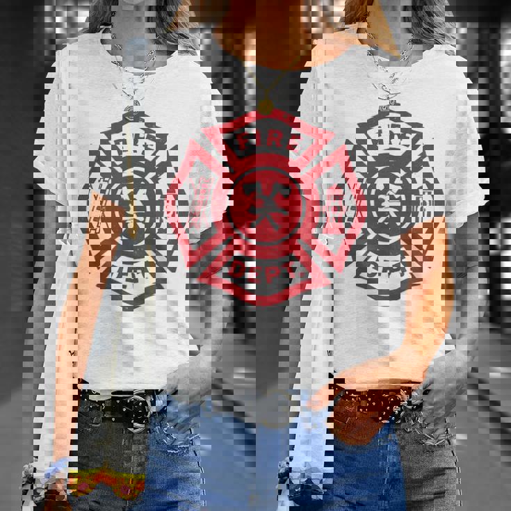 伝統的な消防署救助隊員エンブレムアート。 Tシャツ 彼女への贈り物