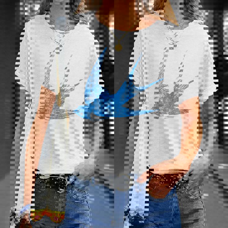 古びたツバメの青い鳥 シルエット 鳥 鳥 イラスト Tシャツ 彼女への贈り物