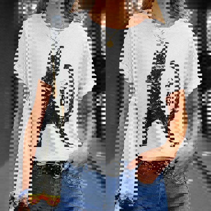 太極拳の練習をしている陽気な猫 陰陽 長袖tシャツ Tシャツ 彼女への贈り物