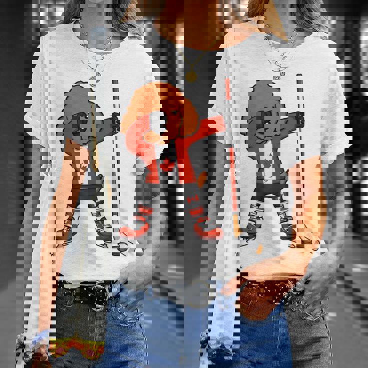 愉快なダビングプードル カナダ アイスホッケーファン ウィンタースポーツ Tシャツ 彼女への贈り物
