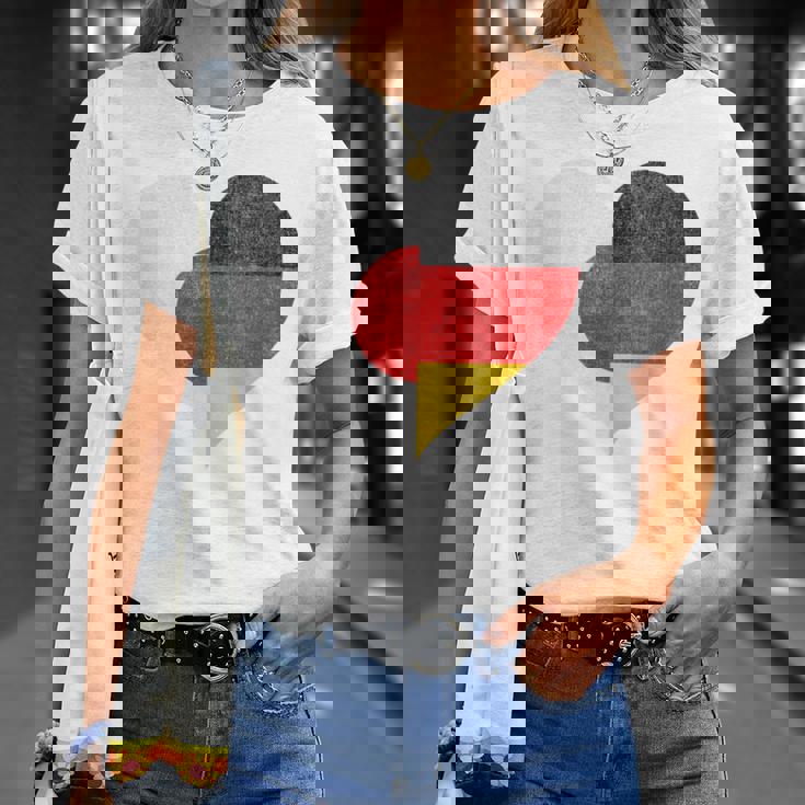 日本 ドイツ 国旗 ハート サッカー Tシャツ 彼女への贈り物