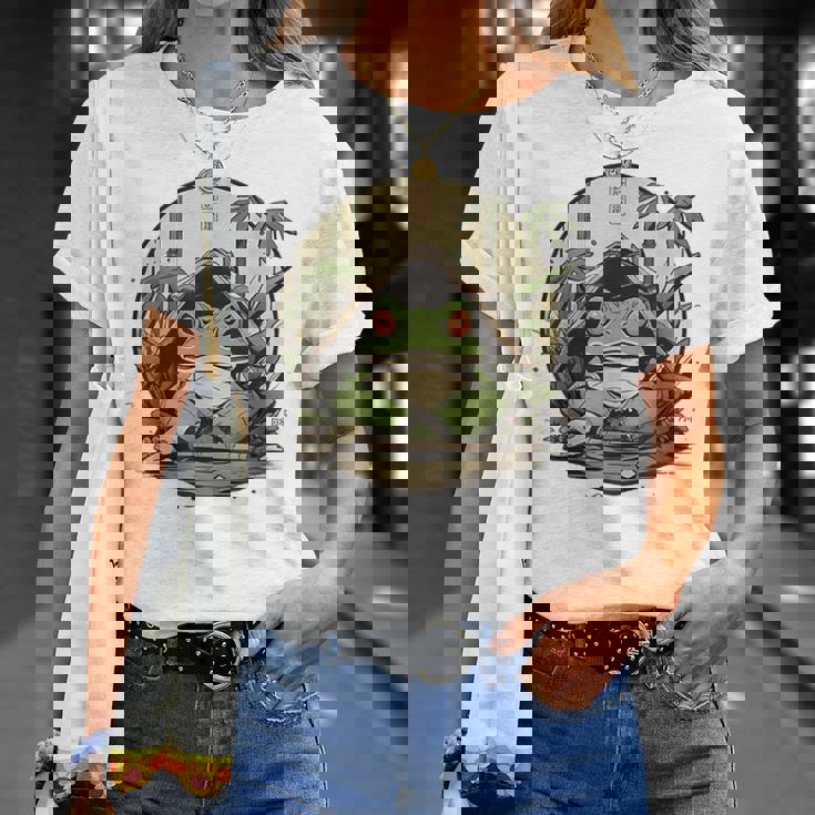 日本の不機嫌なカエル浮世絵 アニメ 日本アート Tシャツ 彼女への贈り物