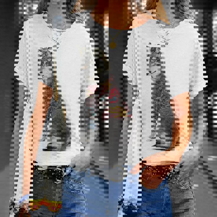 灰色オオカミ 伝統的な日本の龍の入れ墨 入泉 Tシャツ 彼女への贈り物