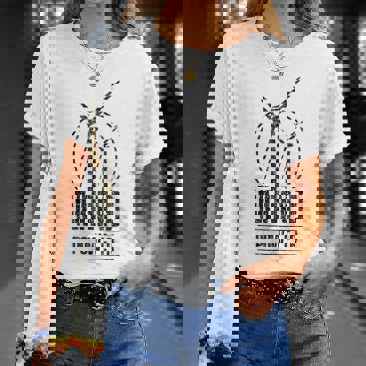 風力発電 風力エネルギー グリーン再生可能タービン 風車 Tシャツ 彼女への贈り物