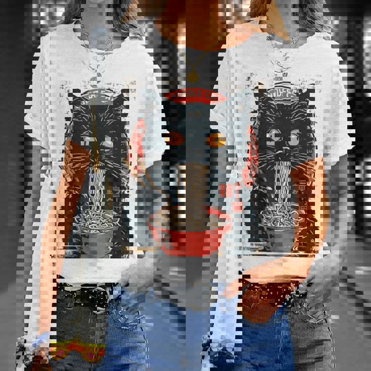 麺 猫 ラーメン好き 和食 猫 アート デザイン Tシャツ 彼女への贈り物