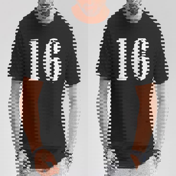 16番 16番 番号付き Tシャツ 面白い贈り物
