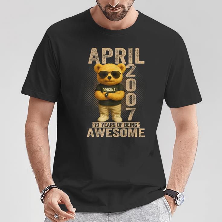 19歳 2007年4月 テディベア 19歳 誕生日 男性 女性 Tシャツ 面白い贈り物