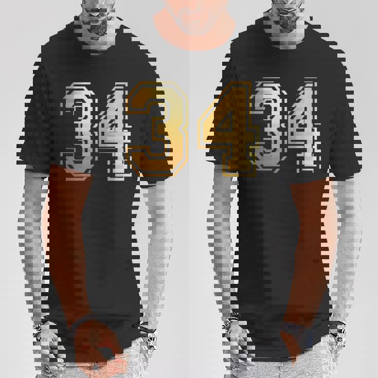 34 ナンバー34 チーム スポーツ グラフィック 代表チームのマッチング 長袖tシャツ Tシャツ 面白い贈り物