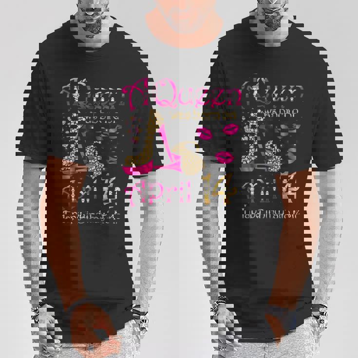 4月14日に女王が生まれた私にお誕生日おめでとう Tシャツ 面白い贈り物