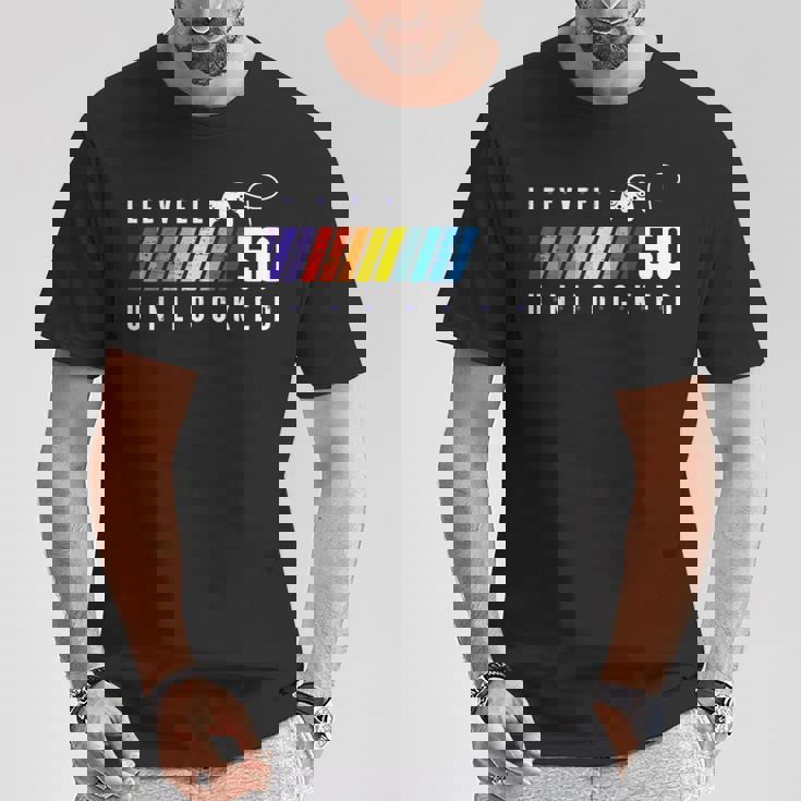 50歳の誕生日 ゲーマーボーイまたはゲーマーガール レベル50 アンロック Tシャツ 面白い贈り物