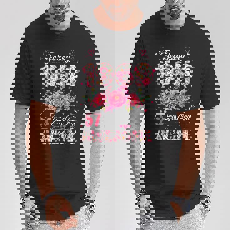 57歳 1969年2月 花柄 57歳 誕生日 男性 女性 Tシャツ 面白い贈り物
