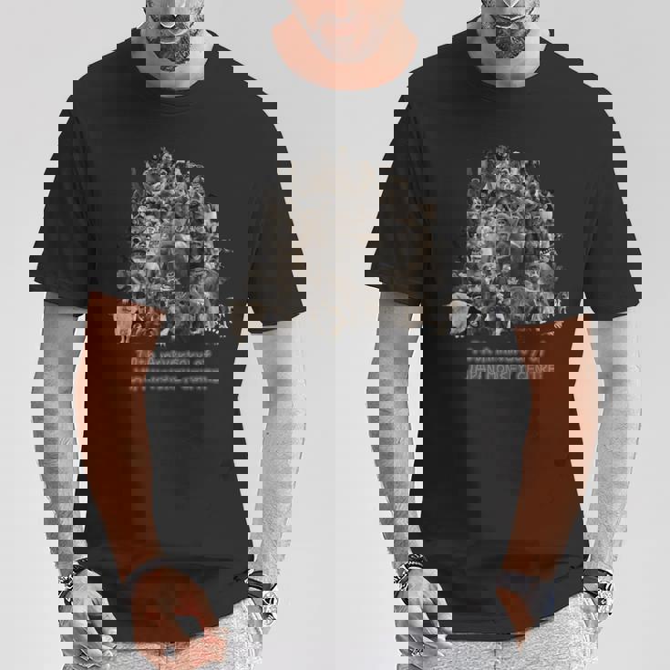 70周年だよ！70頭集合セピア 長袖tシャツ Tシャツ 面白い贈り物