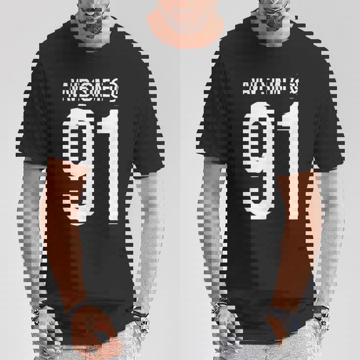 91歳で素晴らしい 面白い91歳の誕生日のお祝い。 Tシャツ 面白い贈り物